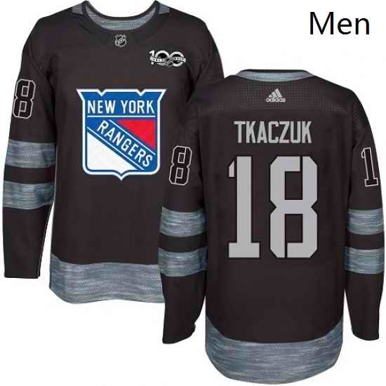 Mens Adidas New York Rangers 18 Walt Tkaczuk Authentic Black 1917 2017 100th Anniversary NHL Jersey